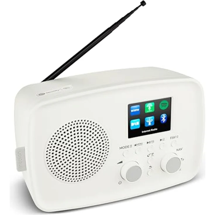 MEDION Internetradio IRE-1, DAB+ und WLAN, Bluetooth 5.2, Spritzwassergeschützt, Spotify Connect, weiß – Bild 1