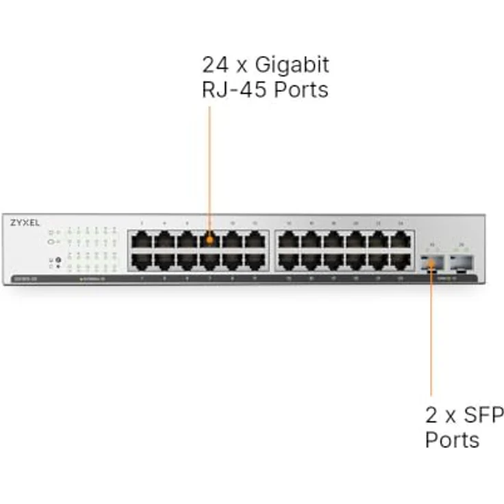Zyxel GS1915-26v2 Smart Managed Switch, 26-Port mit 24x Gigabit RJ45 und 2x Gigabit SFP, Layer 2 Switching, 52 Gbit/s Kapazität – Bild 2