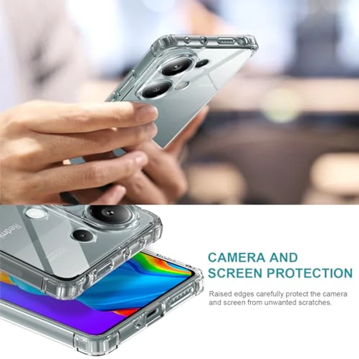 LeYi Hülle für Xiaomi Redmi Note 13 Pro 4G, Transparente TPU Silikon Handyhülle mit 2 Schutzfolien, Stoßfest mit Kameraschutz, Crystal Clear Cover Case – Bild 2