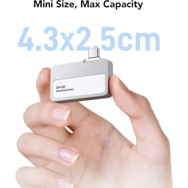 Lexar Professional Go Portable SSD 2TB, ultrakompakt, unterstützt Apple ProRes, bis zu 1050MB/s Lesen und 1000MB/s Schreiben, USB 3.2 Gen 2, IP65, für iPhone 15/16 Pro, Schwarz – Bild 2