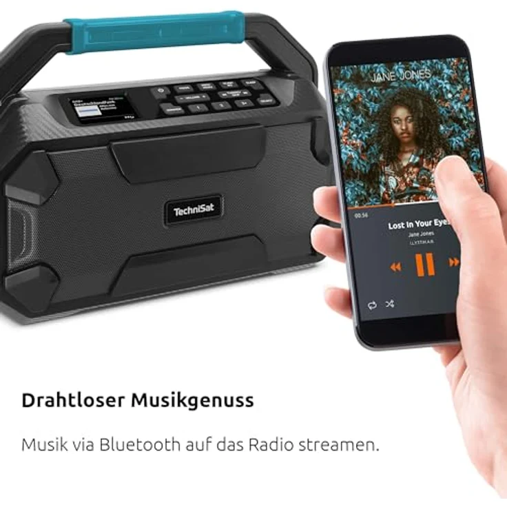TechniSat Viola 231 OD Baustellenradio (DAB+, UKW, Bluetooth) - Makita-Akku kompatibel, Spritzwassergeschützt, 2 x 15 W (Schwarz) – Bild 5