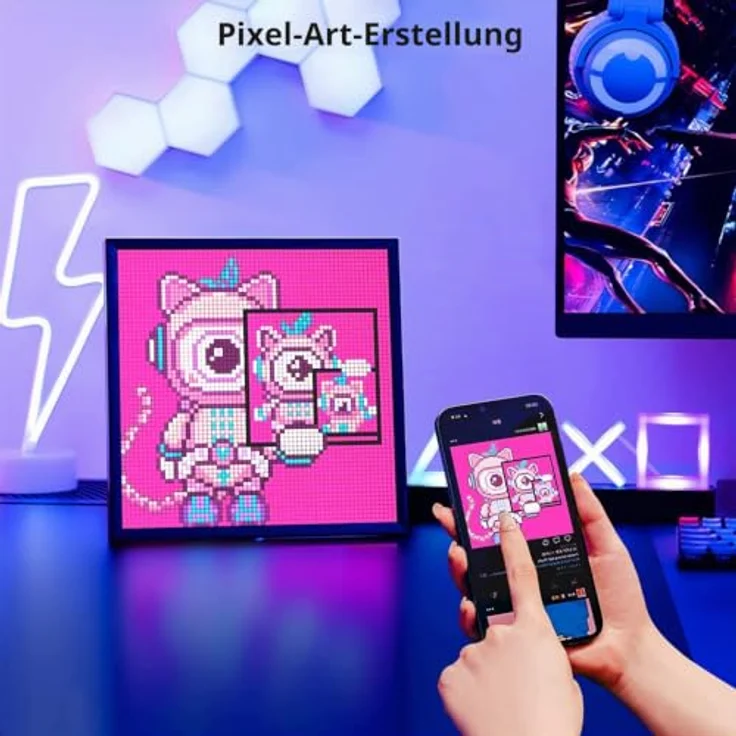 Divoom Pixoo 64, Digitaler Bilderrahmen mit 10.3" WiFi-Pixelart-Display, 64 x 64 Pixel, Schwarz – Bild 5
