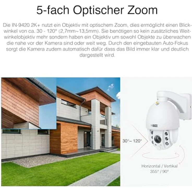 INSTAR IN-9420 2K+ Weiss - LAN/PoE/WLAN Überwachungskamera mit KI (AI) - IP Kamera - PIR - Steuerbar PTZ - Verwendung im Innen- und Außenbereich - Audio - HomeKit - MQTT – Bild 3
