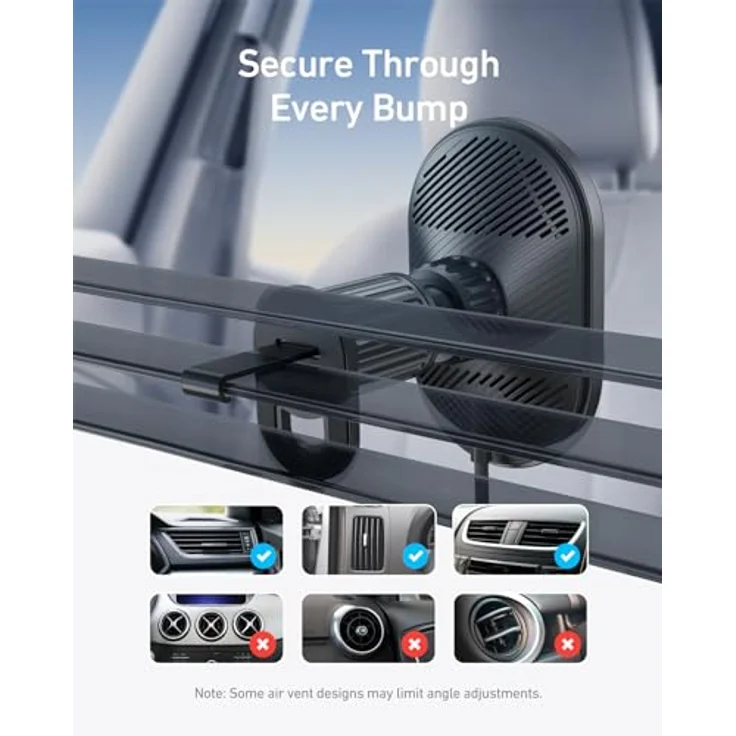 Anker MagGo 15W MagSafe Autohalterung, Kabelloses Auto Ladegerät für iPhone 15/14 Serie, 360° verstellbar, Starke Magnete – Bild 2