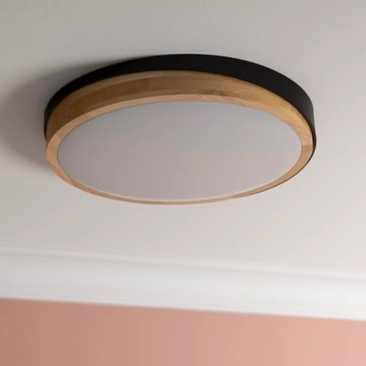 Brilliant LED Deckenleuchte, echtes Holz, 24W, 2400 Lumen, 3000K warmweiß, Ø35cm, 3-Stufen-Dimmer mit Memory-Funktion – Bild 2