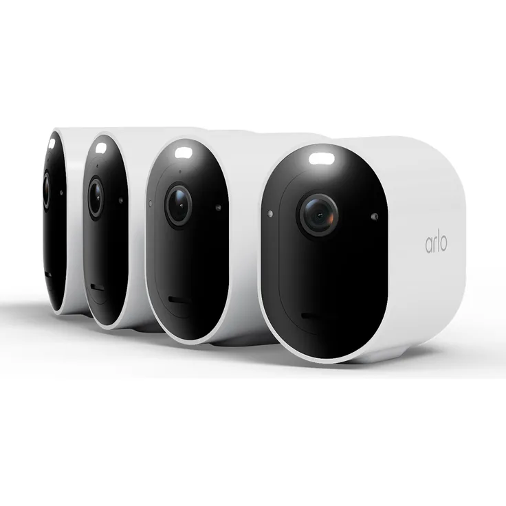 Arlo Pro 6 2K+ Überwachungskamera 4MP (2560x1440) 4er Set, WLAN, Akku, IP65 wetterfest, 160° Weitwinkel, Farbnachtsicht, Weiß
