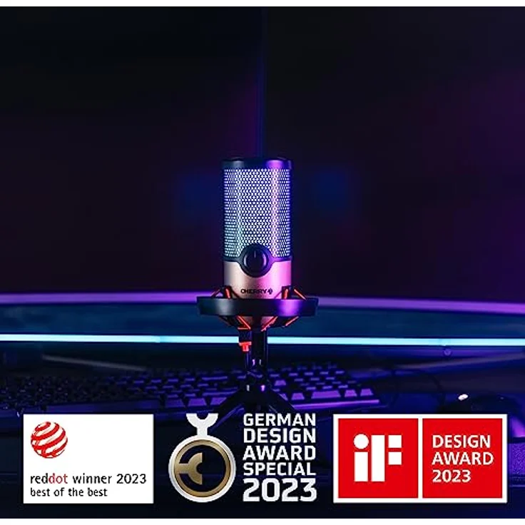 CHERRY UM 9.0 PRO RGB, USB-Mikrofon mit RGB-Beleuchtung, für Gaming, Streaming, ASMR, 4 Richtcharakteristiken, Shock Mount, Touch Mute, kompatibel mit PC/Mac/PS4/PS5, schwarz-Kupfer – Bild 4