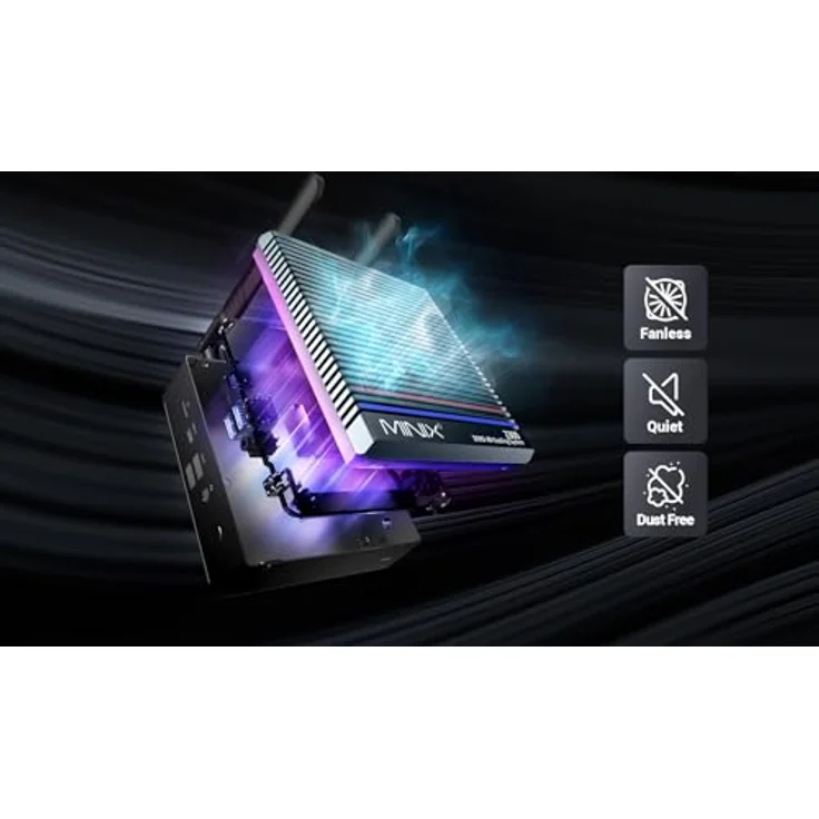 Minix NEO Z300-0DB Mini-PC, Intel Alder Lake-N N300, 512GB SSD, Dual 4K Support, passives Kühlsystem, Wi-Fi 6, Schwarz – Bild 3