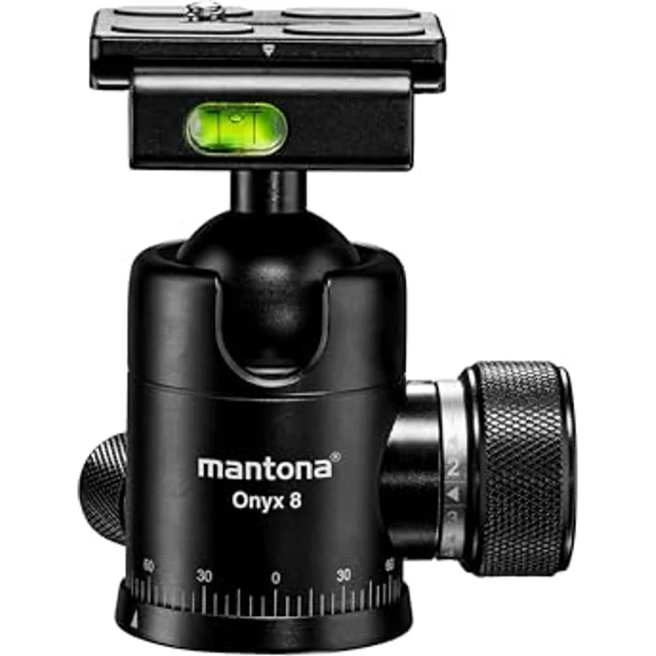 Mantona Onyx 8 Kugelkopf (M1-3008A) Arca-Swiss kompatible Schnellwechselplatte 50 mm, professionelle Verarbeitung für DSLR, spiegellose Kamera, Systemkamera, Digitalkamera, Camcorder schwarz – Bild 2
