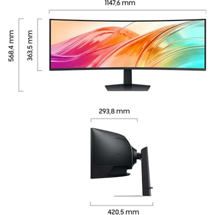 SAMSUNG ViewFinity S95UF, 49 Zoll Curved 4K DQHD Monitor, 5120 x 1440, 120 Hz, 5 ms, VESA DisplayHDR 400, USB-C, Eye Saver Mode, Flicker Free, Schwarz – Bild 5