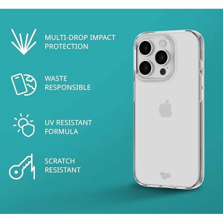 tech21 Evolite Clear, Smartphone Hülle für Apple iPhone 15 Pro, transparent, schlagfest bis 2,4m, biologisch abbaubar – Bild 4