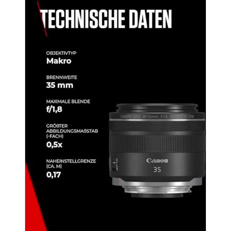 Canon Objektiv RF 35mm F1.8 IS STM Makro für EOS R (Festbrennweite, 52mm Filtergewinde, Bildstabilisator, Autofokus) schwarz – Bild 9