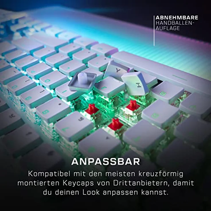 Roccat Vulcan II Max – Optische/Mechanische PC-Gaming-Tastatur, anpassbare RGB-beleuchtete Tasten und Handballenauflage, Titan Tasten-Switches, Aluminium-Abdeckplatte, weiß – Bild 4