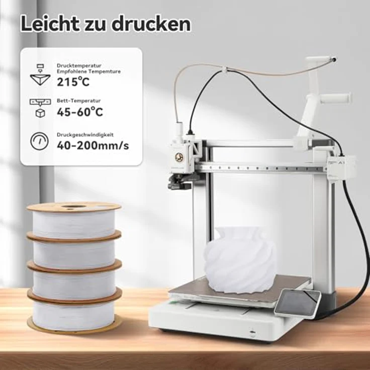 3DHoJor Matte PLA Filament Milchweiß, 4KG, 1.75mm, hohe Zähigkeit und verbesserte Haftung – Bild 2