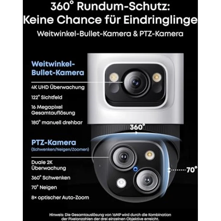 eufy NVR Security System S4, 4K Überwachungskamera-Set mit 2× Turret + 2× Bullet-PTZ, 2TB Speicher, wetterfest, PoE, KI-Tracking – Bild 3
