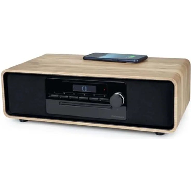 Thomson MIC300IBT Bluetooth Kompaktanlage, 60 W, Induktionsladung, USB, CD-Player, schwarz Holz braun