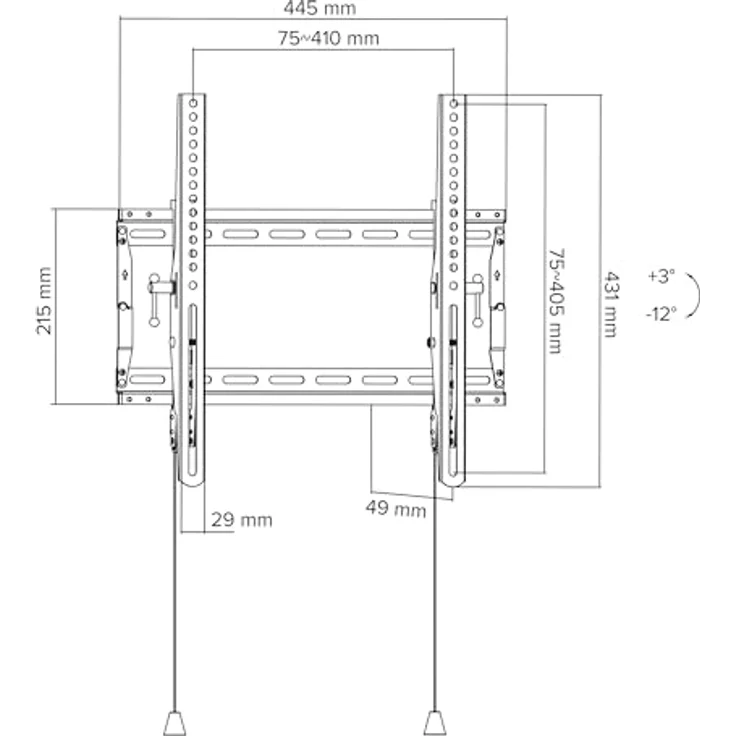 InLine TV-Wandhalterung 23101B, neigbar und extra stabil bis 70 kg für Fernseher 32–70 Zoll mit VESA bis 400x400 mm und Anti-Diebstahl-Öse, schwarz – Bild 5