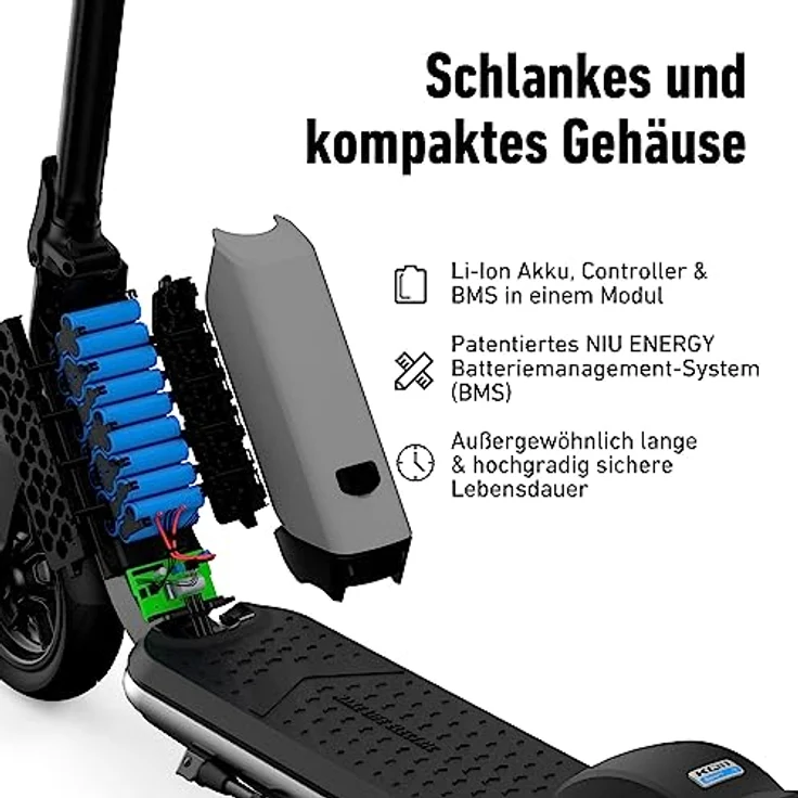 NIU KQi1 Pro Faltbarer E-Scooter mit Straßenzulassung (20km/h, 25km Reichweite, 450W Heckantrieb, extra breite 9" Luftreifen, große Trittfläche, Dual-Bremssystem, IP54, klappbar, LED-Display & App) – Bild 4