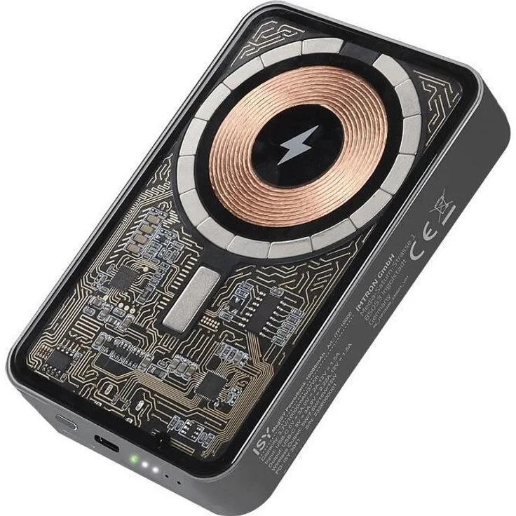 ISY Transparent Powerbank 10000mAh, mobile Ladegerät mit hoher Kapazität