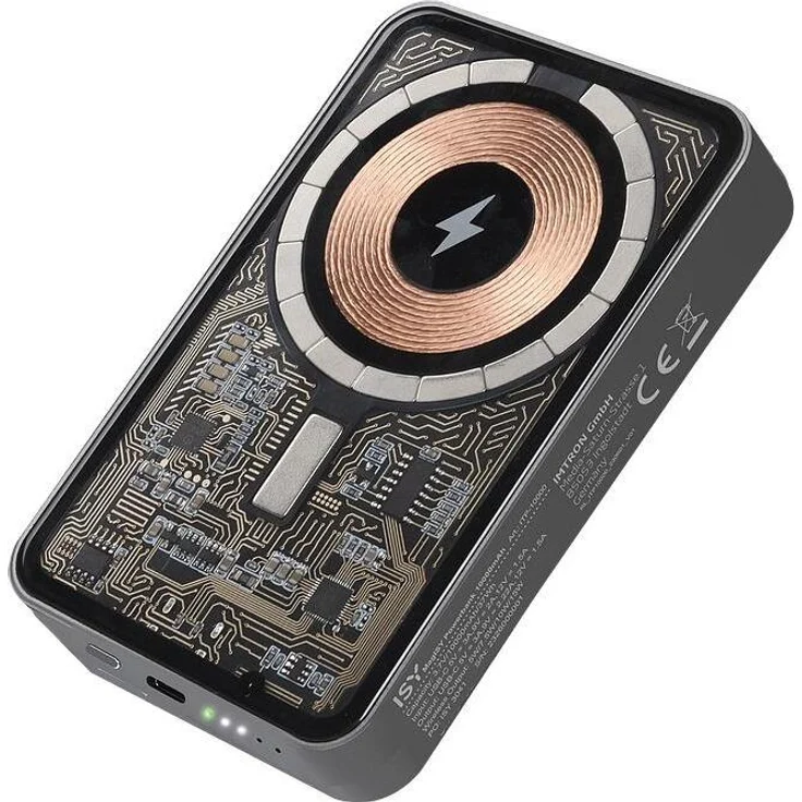 ISY Transparent Powerbank 10000mAh, mobile Ladegerät mit hoher Kapazität