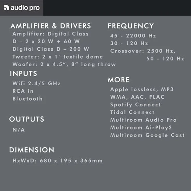 Audio Pro Drumfire II - Kraftvoller WiFi Multiroom Speaker - Kabellos mit Bluetooth –Tragbarer Lautsprecher mit AirPlay2, Google Cast, Spotify Connect - Grau – Bild 3