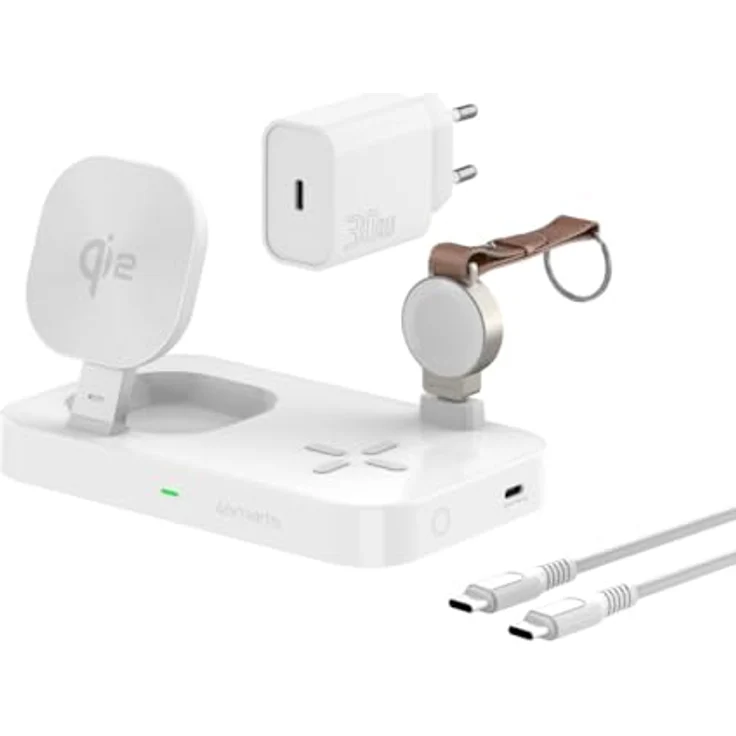 4smarts Wireless Charger Qi2 Ladestation Trident, 25 W Induktionsladegerät mit 3-in-1-Funktion, Weiss – Bild 2