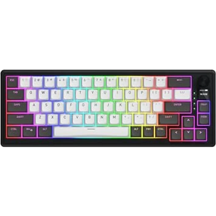 HATOR Skyfall 65 Pro, Wireless Mechanische Gaming-Tastatur mit Silent Mechanical Switches, Hot-Swap, RGB, Gasket-Mount, TFT Screen, PBT, 1000Hz, 2.4GHz/Bluetooth/USB-C, PC/Mac, US/ANSI Layout – Bild 1