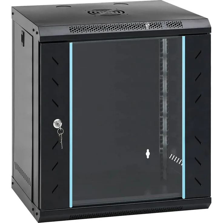 vidaXL Netzwerkschrank, Netzwerkschrank mit Speicher, Schwarz, 53 x 45 x 60 cm, Stahl