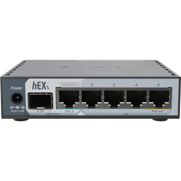MikroTik hEX S (2025), kompakter Router mit 5× Gigabit-Ethernet-Ports und 2,5-Gigabit-SFP-Käfig, Schwarz – Bild 2