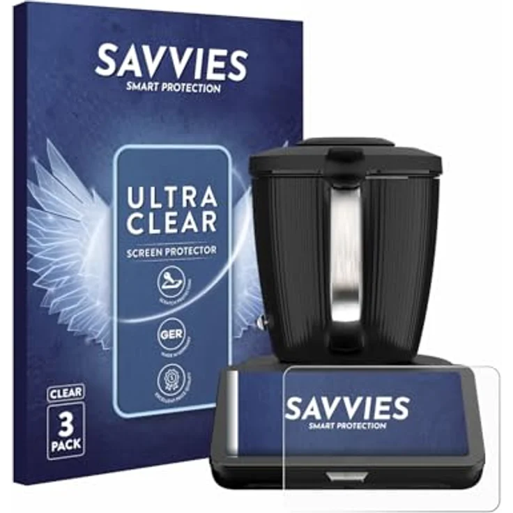 Savvies Schutzfolie für Vorwerk Thermomix TM7, 3 Stück Ultra-Transparent, kratzfest, blasenfreie Montage, Made in Germany – Bild 1