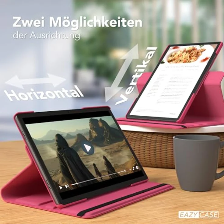 EAZY CASE Tablet Hülle für Samsung Galaxy Tab A11 Plus, 11 Zoll Smart Cover mit 360° Drehfunktion und Ständerfunktion, Kunstleder, Pink – Bild 5