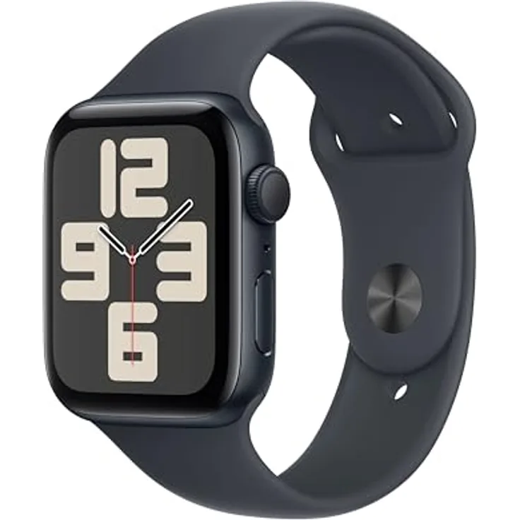 Apple Watch SE (2. Generation) GPS 44 mm Smartwatch mit Aluminiumgehäuse in Mitternacht und Sportarmband in Mitternacht (M/L) - Fitness und Schlaftracker, Unfallerkennung, Retina Display, Wasserschutz - Preisvergleich