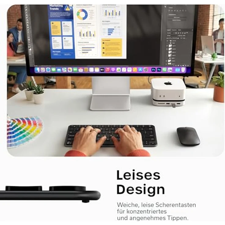 SATECHI Slim EX1 Kabellose Tastatur, Kompakte Bluetooth-Tastatur für Mac, Windows & Android mit Numpad, Space Schwarz – Bild 7