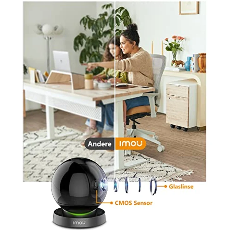 Imou überwachungskamera innen WLAN IP Kamera 360° Bewegungsverfolgung & Personenerkennung Nachtsicht 10m Alexa kompatibel 4MP-Auflösung 2-Wege-Audio 2,4GHZ Rex 4MP – Bild 2