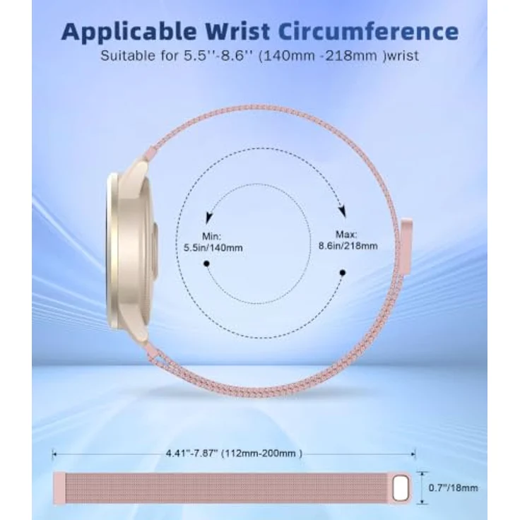 Astorgos 18 mm Metall Armband, kompatibel mit Garmin Venu 3S/4 41 mm/2S, atmungsaktives Edelstahl-Mesh-Design mit magnetischem Verschluss, wasserdicht und einstellbar für Handgelenke von 5,5" bis 8,6" – Bild 3