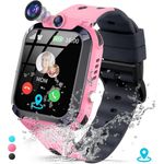 JUBUNRER Kinder GPS Tracker Smartwatch, Telefonuhr IP68 Wasserdicht Armbanduhr Junge Spiele Wecker SOS, Blau