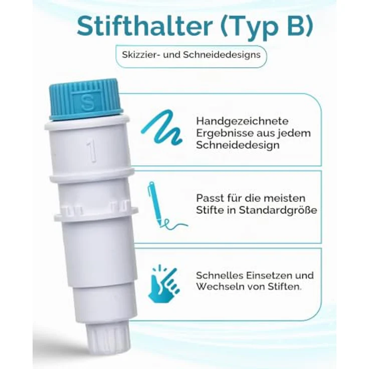 Silhouette PEN-HOLDER-C4, Universal-Stifthalter für CAMEO-4/5 & Portrait-3/4, mit 3 Kunststoffadaptern in Blau, Weiß und Grau – Bild 5