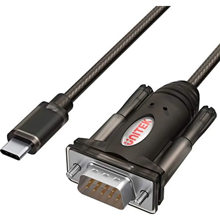UNITEK Y-1105K USB C zu RS-232 Konverter, 1,5m Kabel, HotPlug, kompatibel mit Windows Server 2003/2008 und Linux, schwarz