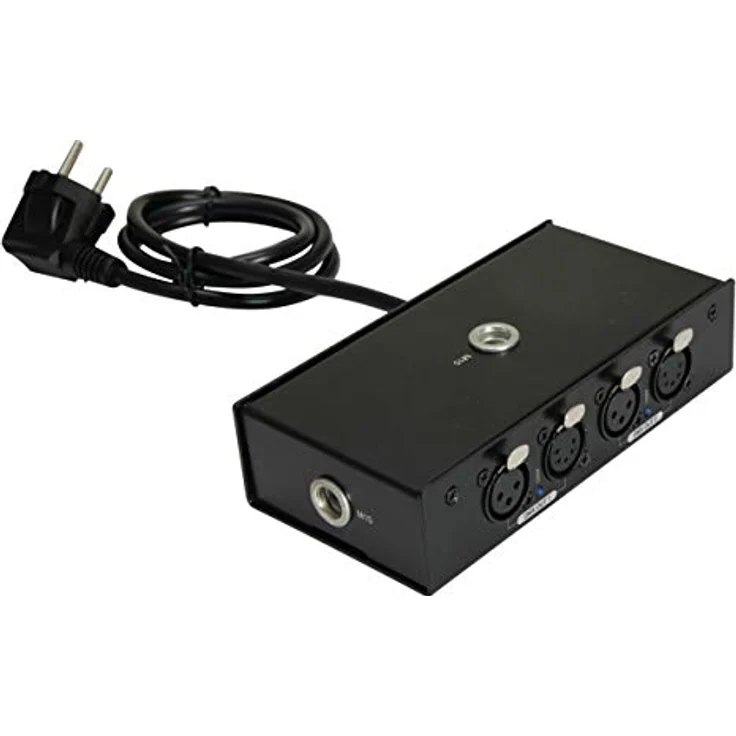 Eurolite DMX Split 2, 2-fach Splitter für Lichtsteuerung mit 3/5-poligen XLR-Anschlüssen, robustes Metallgehäuse und LED-Statusanzeigen – Bild 1