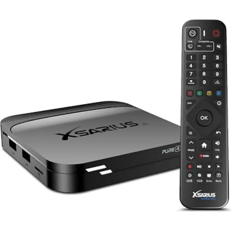 Xsarius Pure 4 4K UHD Android 14 IP-Receiver, Schwarz, Dual-WiFi, 2GB RAM, 16GB Flash, HDMI, HDR10+, Bluetooth, PremiumTV+ – Bild 2