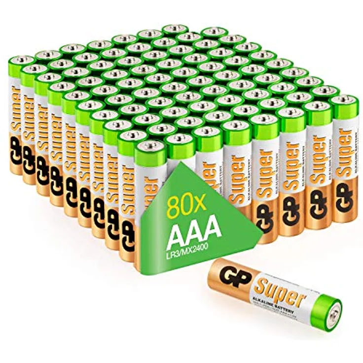 GP Batteries Super Alkaline AAA Batterie Micro, LR03, 1,5V, 80 Stück