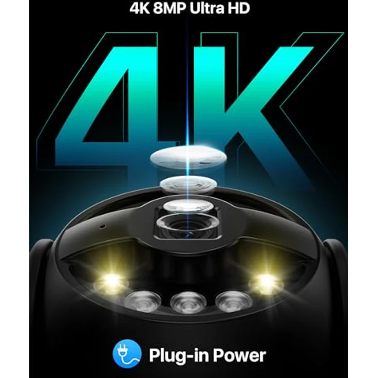 ZOSI 4K 8MP Pan/Tilt WLAN Überwachungskamera Aussen, 355°/140° Schwenkbare IP Kamera mit Plug-in Strom, Menschenverfolgung, 8X Digital Zoom, C296 – Bild 2