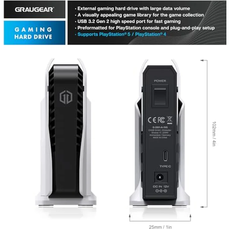 Graugear G-3501-A-10G (4 TB), Externe Festplatte mit blitzschneller USB 3.2 Type-C (Gen2) Verbindung – Bild 2