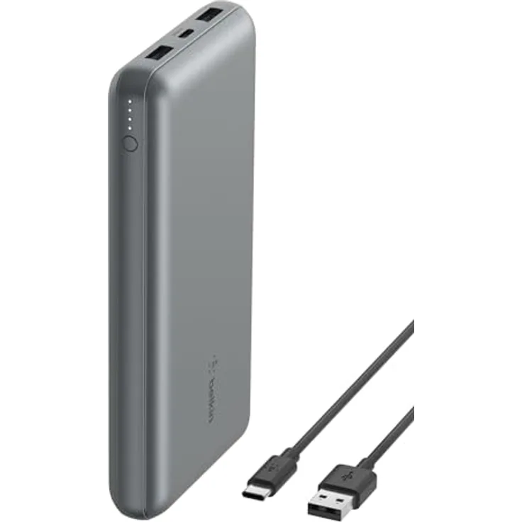 Belkin BoostCharge Powerbank, 20.000mAh, Spacegrau, 3 Anschlüsse zum Schnellladen