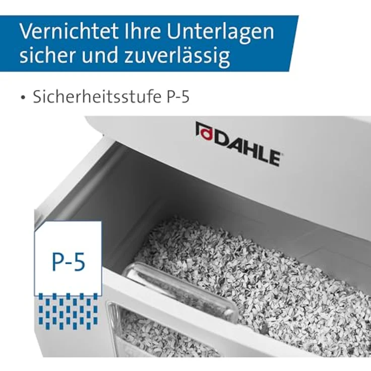 Dahle Deskside 504P Performance-Aktenvernichter, 40L, Sicherheitsstufe P-5, langlebige Verbundstahlwalzen, öl- und wartungsfrei, 13-15 Blatt Einzug – Bild 3
