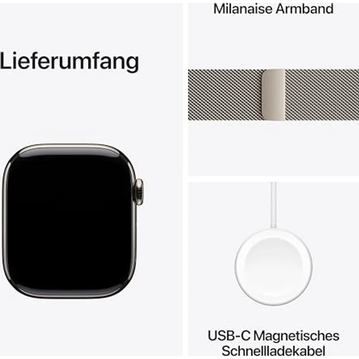 Apple Watch Series 11 Cellular, 42 mm, Titangehäuse Natur, Milanaise Armband Natur - S/M – Bild 6