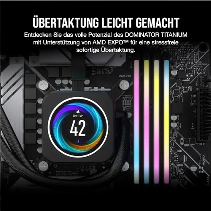 CORSAIR Dominator Titanium RGB DDR5 RAM 64GB (2x32GB) DDR5 6000MHz CL30 AMD Expo iCUE-Kompatibler Computerspeicher - Grau (CMP64GX5M2B6000Z30) – Bild 5
