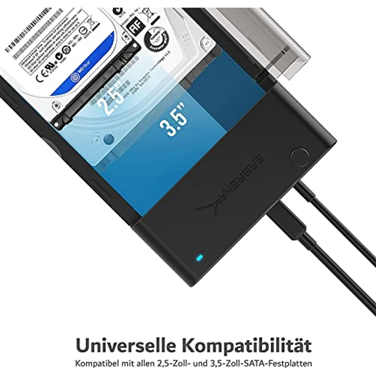 Sabrent Dockingstationen - USB 3.0 zu SATA externer Festplatte Lay-Flat-Dockingstation für 2,5 oder 3,5 Zoll HDD, SSD [Support UASP] (EC-DFLT) – Bild 4