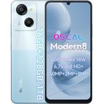 OSCAL MODERN8 128GB Smartphone (6.75 Zoll, 128 GB Speicherplatz, 50 MP Kamera, 90 Hz, 6000mAh Akku, Schwarz, 4G Dual SIM)
