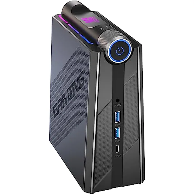 ACEMAGICIAN AM08Pro RGB Mini PC Gaming AMD Ryzen 9 6900HX (8C/16T,bis zu 4,9 GHz), 16GB DDR5 512GB NVME PCIe3.0 SSD,AMD Radeon 680M Micro Desktop Computer mit 3-Modi-Anpassung|WIFI6|Dual Lüfter, vertikales Design, RGB-Hintergrundbeleuchtung